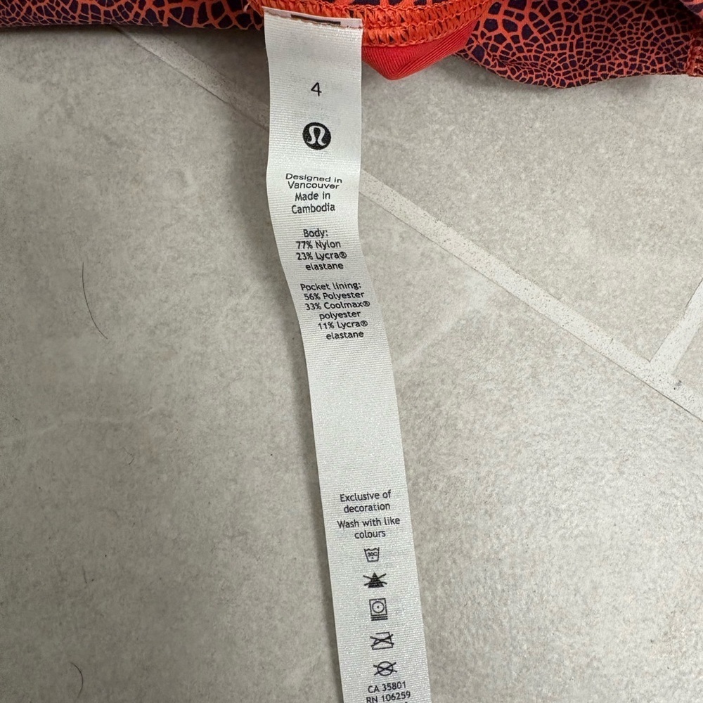 Lululemon Wunder Train HR Crop 23" Crackle Glaze Vintage Orange Larkspur Size 2 - Picture 10 of 11